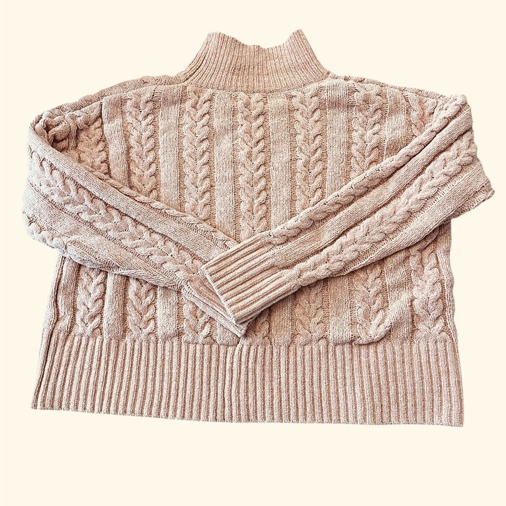 Womens’ Pink Rose Cropped Peach Sweater Size L